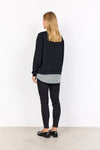 Soya Concept Banu Jumper with Striped Shirt Collar, Black