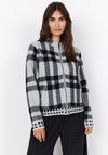Soyaconcept Vibsa Check Knit Zip Through Cardigan, Grey
