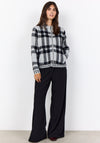 Soyaconcept Vibsa Check Knit Zip Through Cardigan, Grey