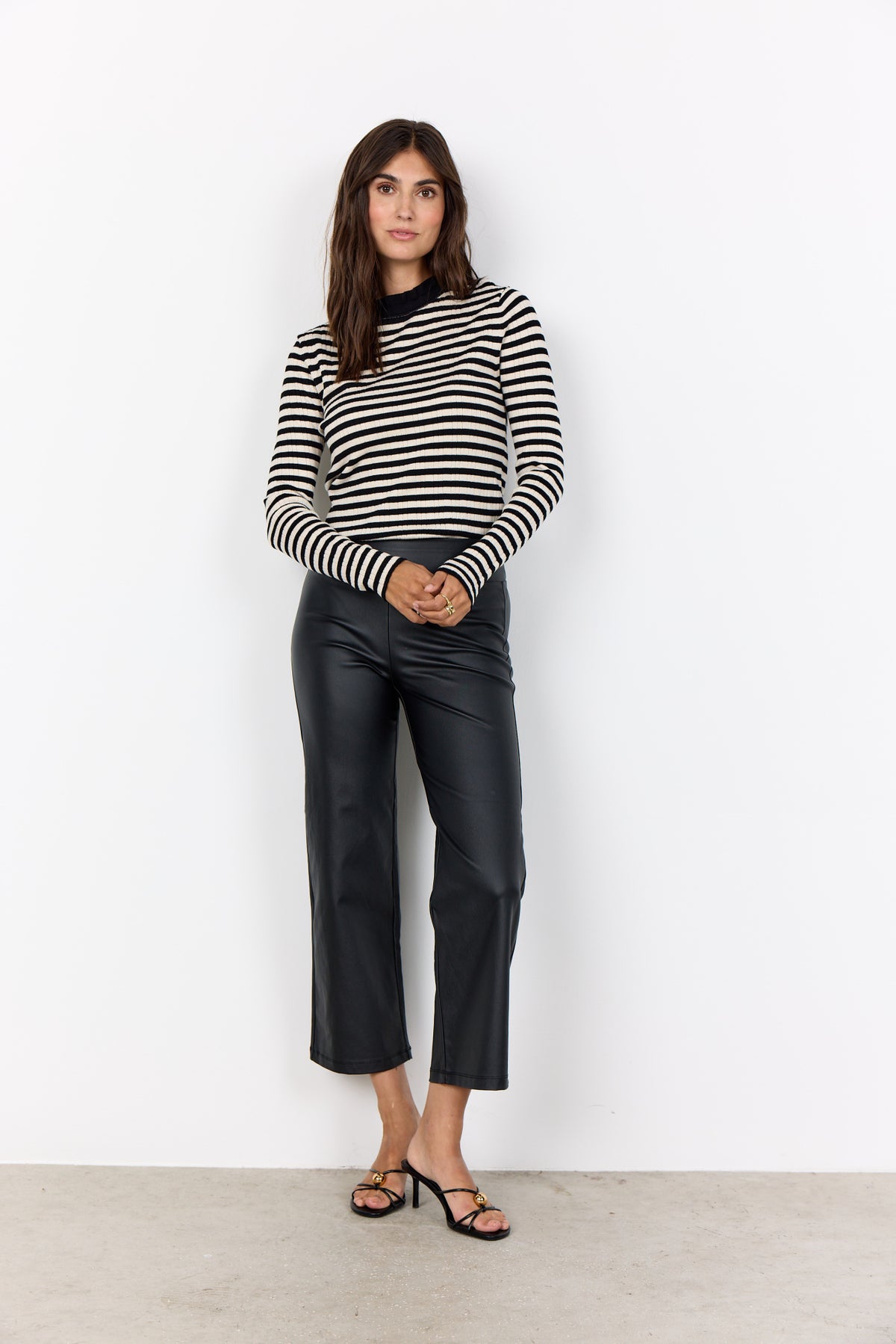 Soya Concept Pam Leather Trousers, Black