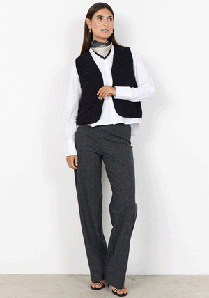 Soyaconcept Bindi Cord Borg Lined Waistcoat, Black