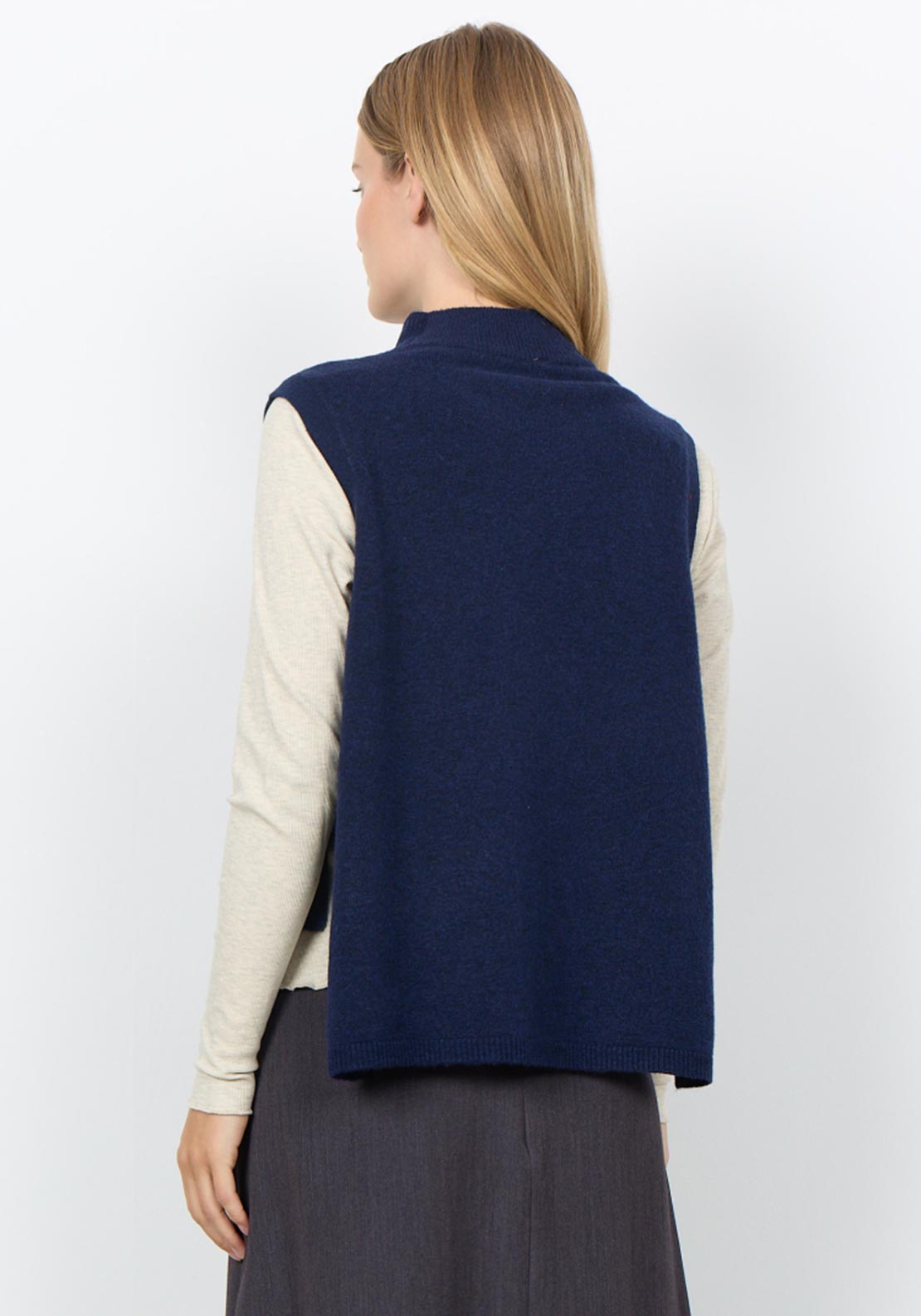 Soyaconcept Orlean Tie Side Knit Vest, Navy