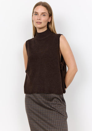 Soyaconcept Orlean Tie Side Knit Vest, Brown