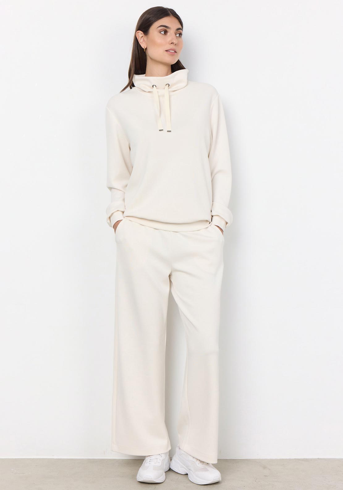 Soyaconcept Banu Straight Leg Jersey Trousers, Cream