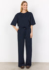 Soya Concept Striped Flared Trousers, Navy