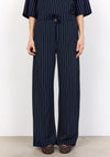 Soya Concept Striped Flared Trousers, Navy