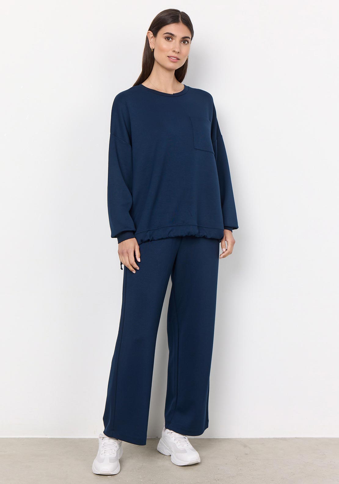 Soyaconcept Banu Straight Leg Jersey Trousers, Navy