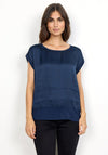 Soyaconcept Thilde Satin Cap Sleeve Top, Navy