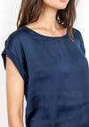 Soyaconcept Thilde Satin Cap Sleeve Top, Navy