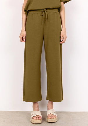 Soyaconcept Banu Straight Leg Jersey Trousers, Olive Green