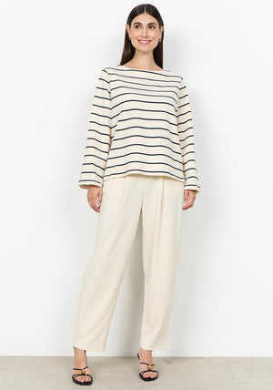 Soyaconcept Gerta Striped Cotton Top, Cream and Navy