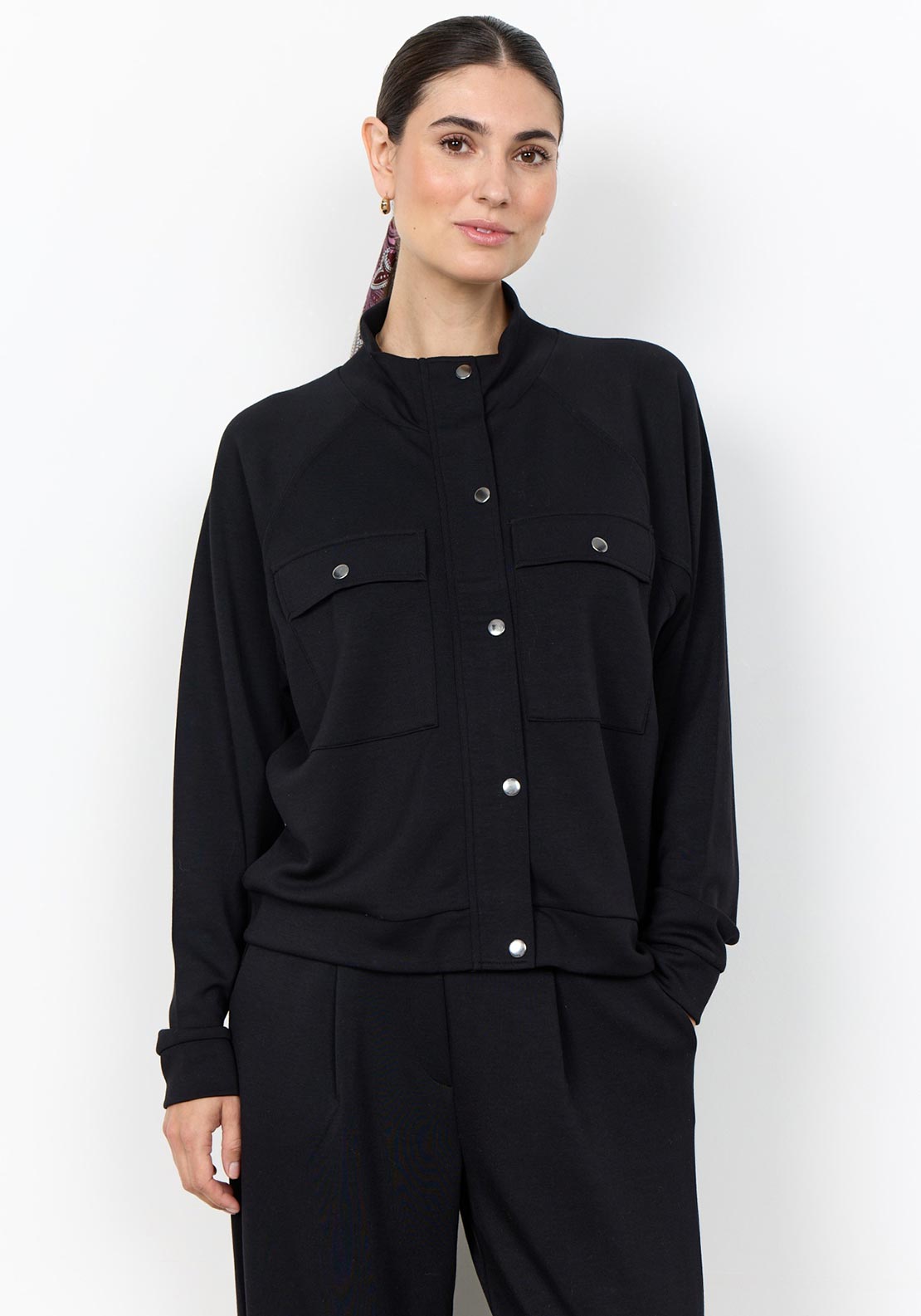 Soyaconcept Banu Jersey Funnel Neck Jacket, Black