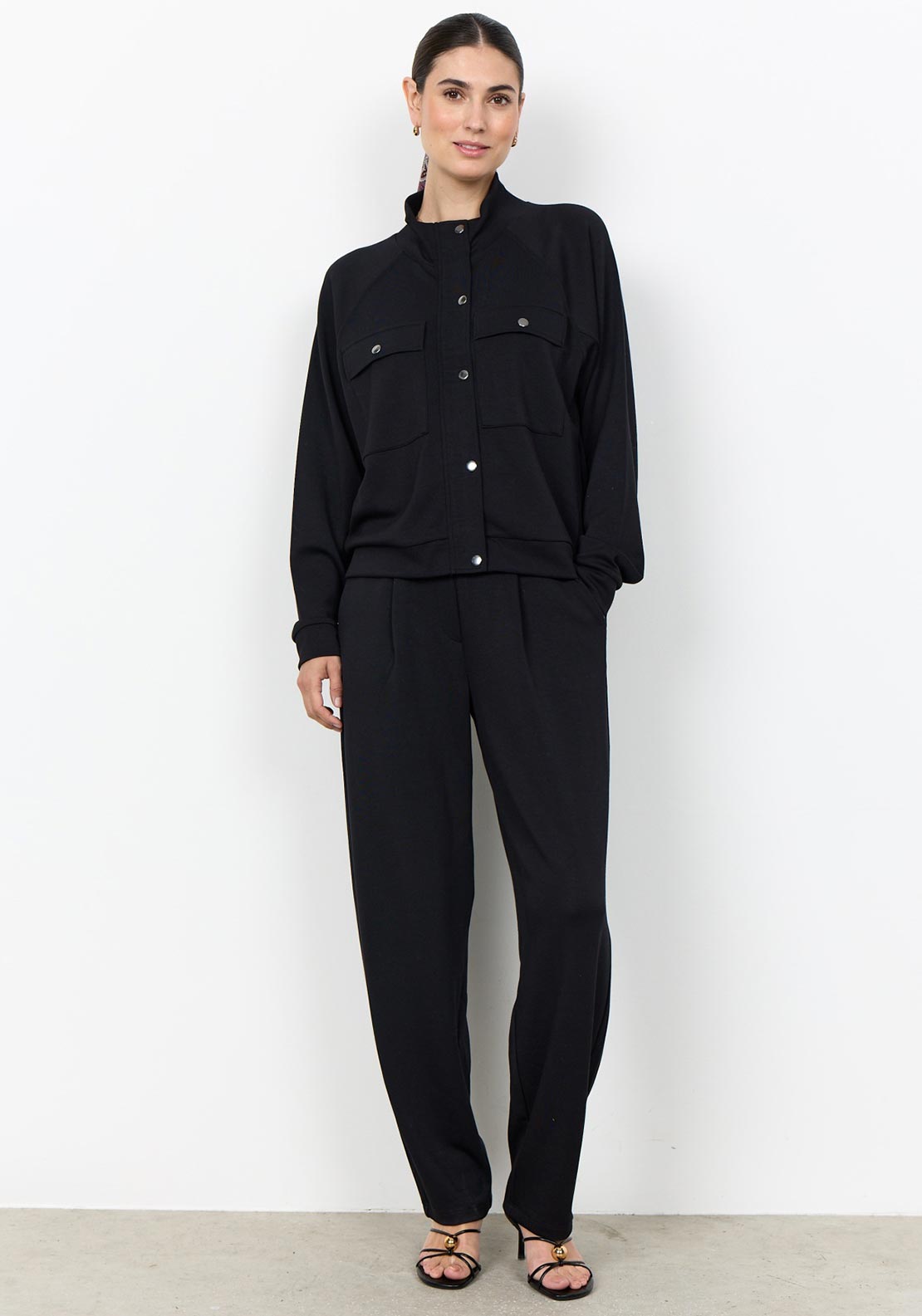 Soyaconcept Banu Jersey Funnel Neck Jacket, Black