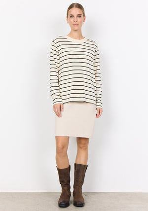 Soyaconcept Barni Button Detail Striped Top, Cream and Black