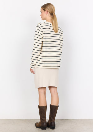 Soyaconcept Barni Button Detail Striped Top, Cream and Black