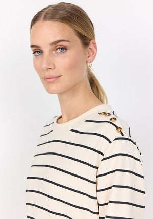 Soyaconcept Barni Button Detail Striped Top, Cream and Black