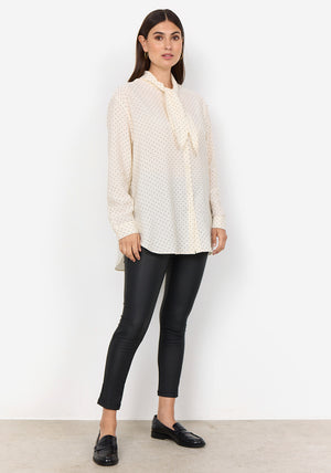 Soyaconcept Orit Polka Dot Tie Neck Blouse, Cream