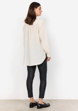 Soyaconcept Orit Polka Dot Tie Neck Blouse, Cream