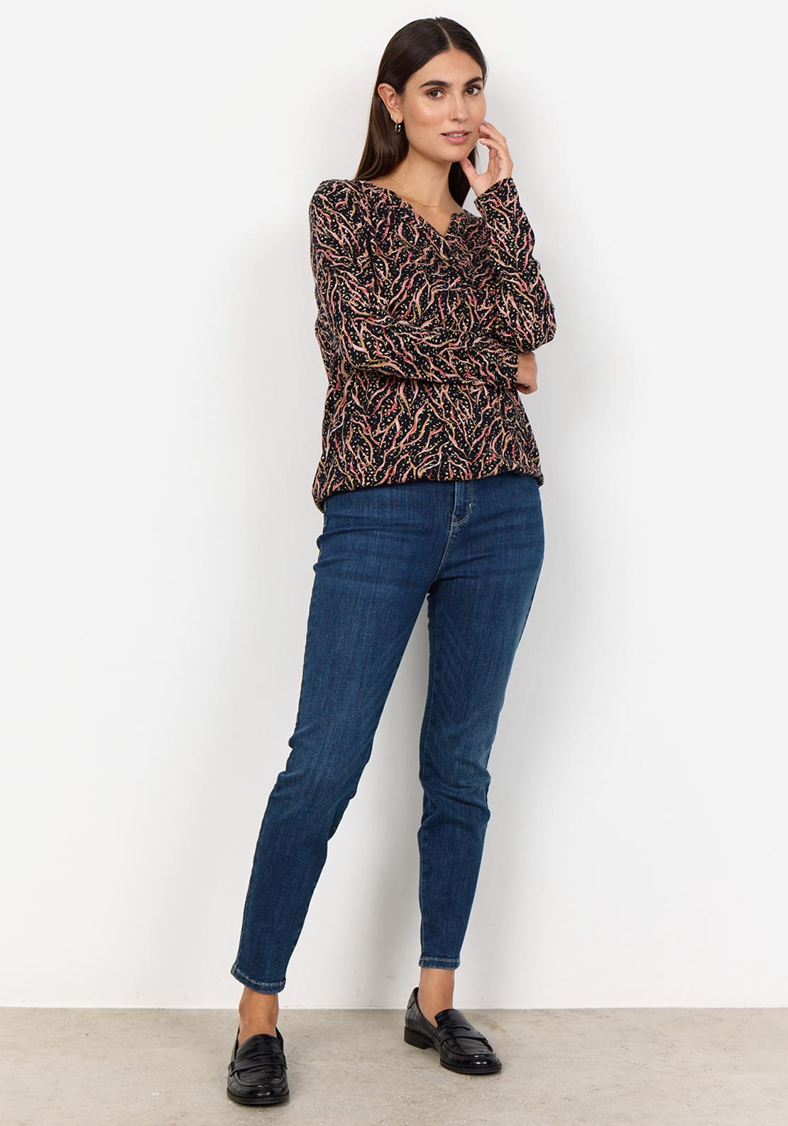 Soyaconcept Felicity Abstract Print Tunic Top, Black Multi