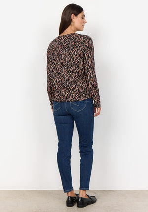 Soyaconcept Felicity Abstract Print Tunic Top, Black Multi