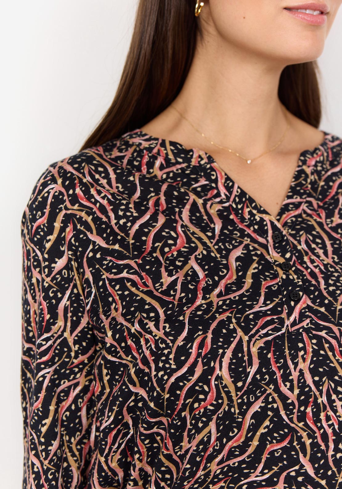 Soyaconcept Felicity Abstract Print Tunic Top, Black Multi