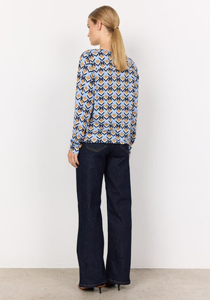 Soyaconcept Felicity Patterned Tunic Top, Blue Multi