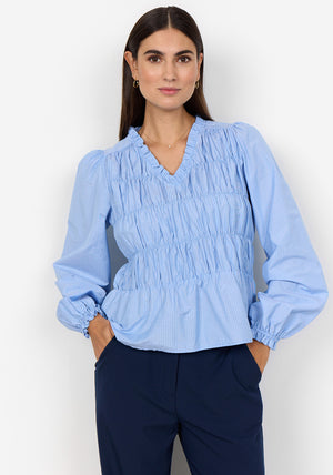 Soyaconcept Onari Pinstripe Elasticated Blouse, Blue