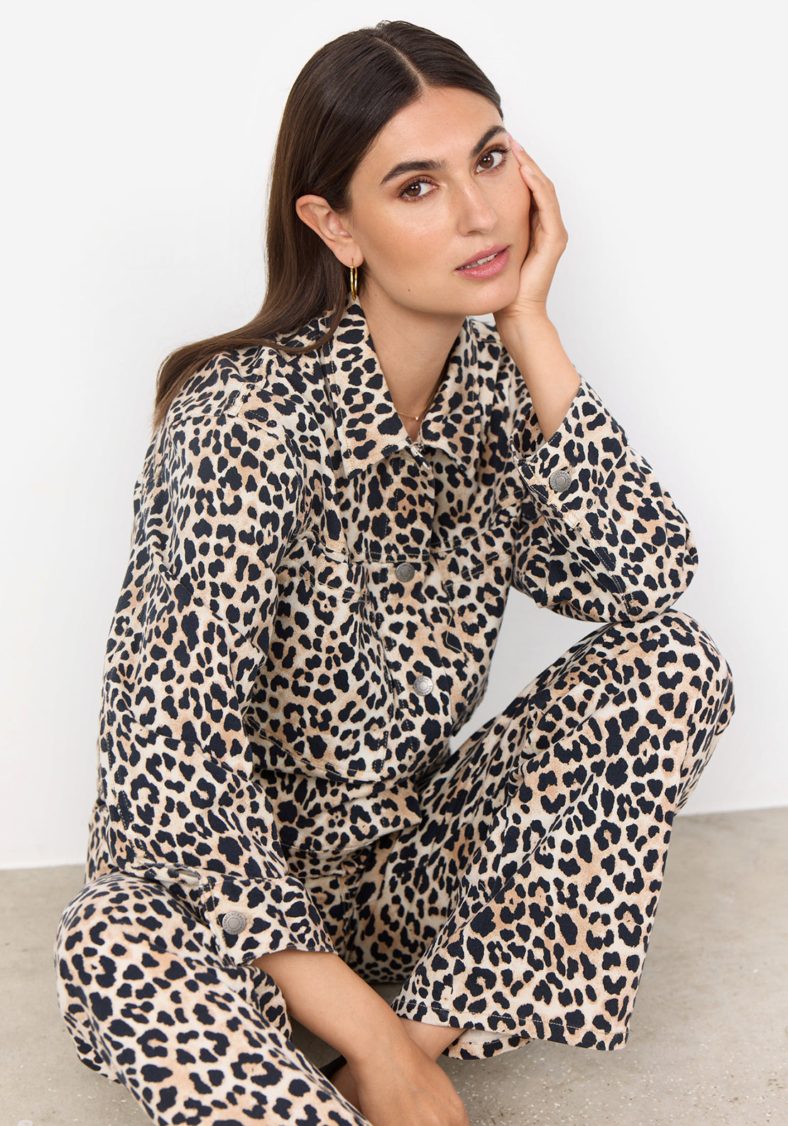 Soyaconcept Owena Leopard Print Jacket, Beige