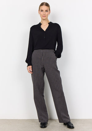 Soyaconcept Olivine Pinstripe Tapered Trousers, Grey