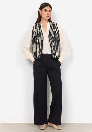 Soyaconcept Oline Patterned Padded Gilet, Black and Cream