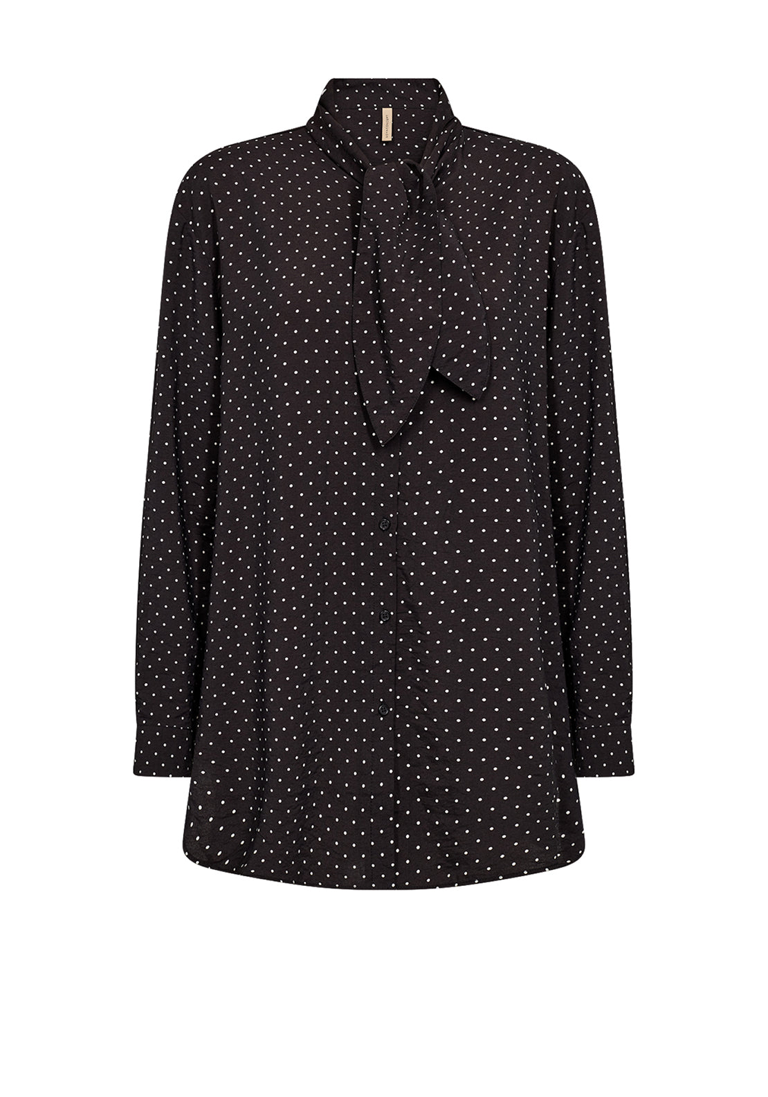 Soyaconcept Orit Polka Dot Tie Neck Blouse, Black