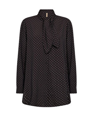 Soyaconcept Orit Polka Dot Tie Neck Blouse, Black