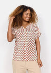Soyaconcept Dorella Printed Short Sleeve Top, Dusty Clay