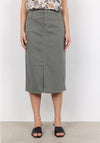 Soyaconcept Erna Cotton Denim Midi Skirt, Sage Green