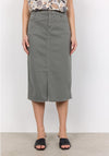 Soyaconcept Erna Cotton Denim Midi Skirt, Sage Green