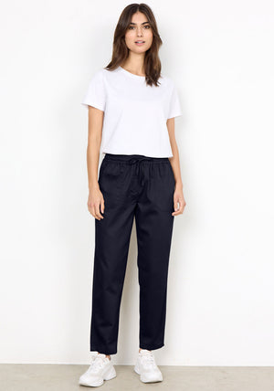 Soyaconcept Akila Tapered Leg Cotton Trousers, Navy