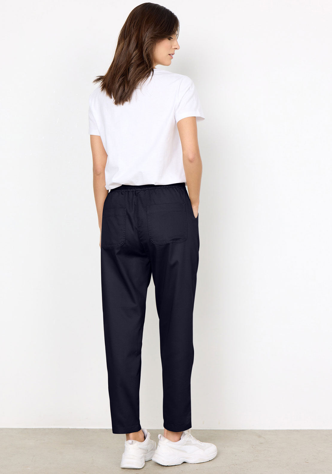 Soyaconcept Akila Tapered Leg Cotton Trousers, Navy
