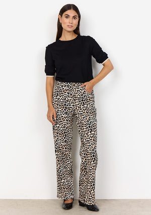 Soyaconcept Owena Leopard Print Jeans, Beige