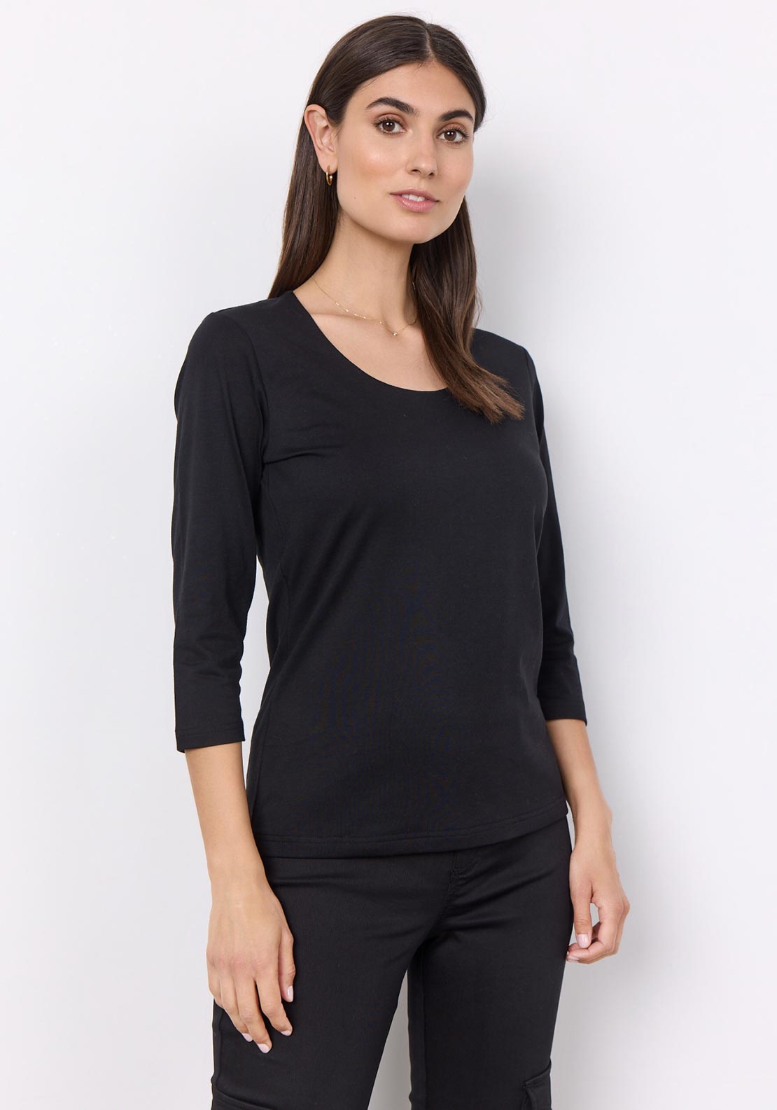 Soyaconcept Pylle Basic Scoop Neck Top, Black