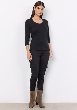 Soyaconcept Pylle Basic Scoop Neck Top, Black