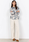 Soyaconcept Carli Floral Print Shirt, Cream and Navy
