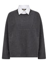 Soyaconcept Collar Detail Wool Blend Sweatshirt, Grey