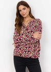 Soyaconcept Felicity Abstract Print V Cut Top, Pink Multi