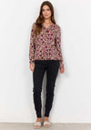 Soyaconcept Felicity Abstract Print V Cut Top, Pink Multi