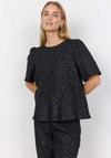 Soyaconcept Nilda Fabric Flower Peplum Top, Black