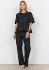 Soyaconcept Nilda Fabric Flower Peplum Top, Black