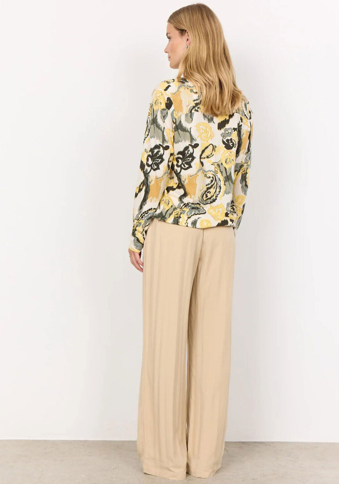 Soyaconcept Felicity Paisley Jersey Button up Blouse, Yellow