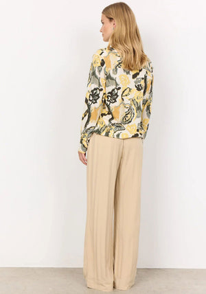 Soyaconcept Felicity Paisley Jersey Button up Blouse, Yellow