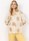 Soyaconcept Pompeia Floral Button Down Blouse, Beige