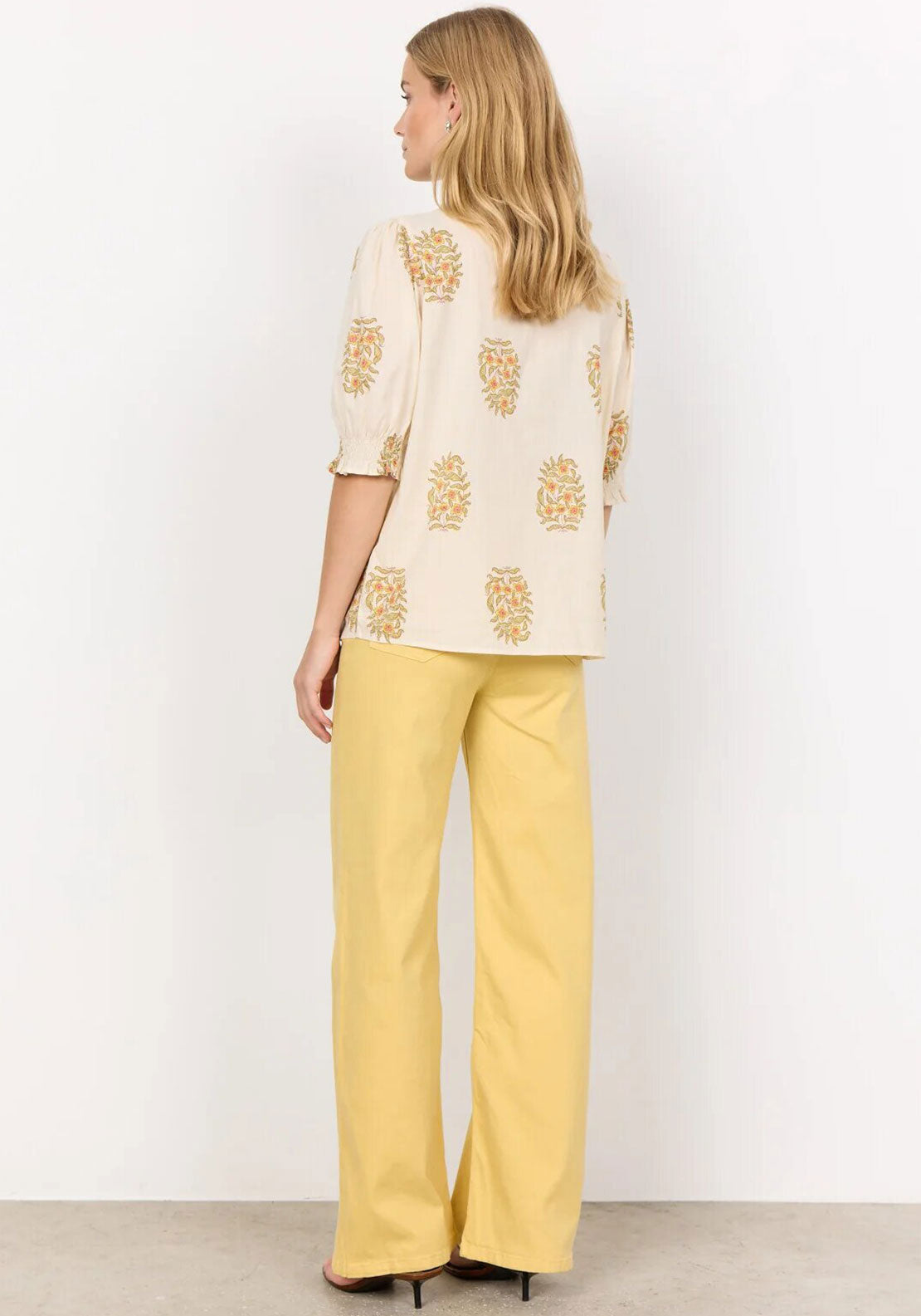 Soyaconcept Pompeia Floral Button Down Blouse, Beige